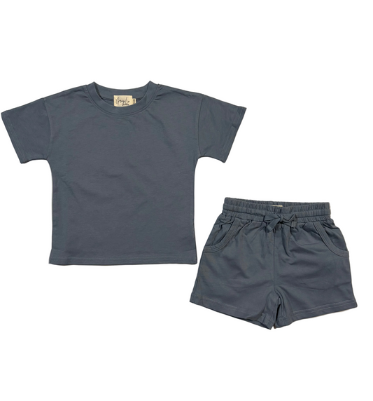 Short Set - Cotton| Foggy Blue